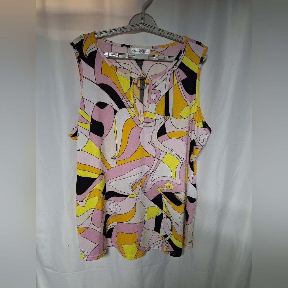 Vibrant Abstract Sleeveless Blouse